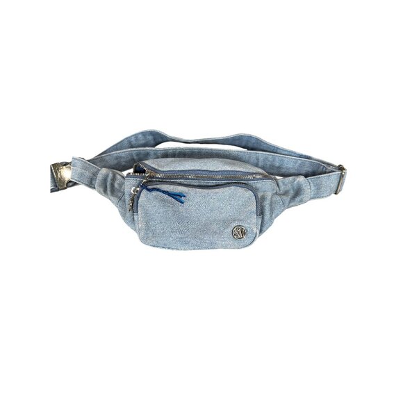 Steve Madden Denim Waist Fanny Pack With Adjustable Strap & Pockets - Picture 1 of 6